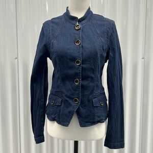 White House Black Market Dark Blue Denim Blazer Jacket size 4